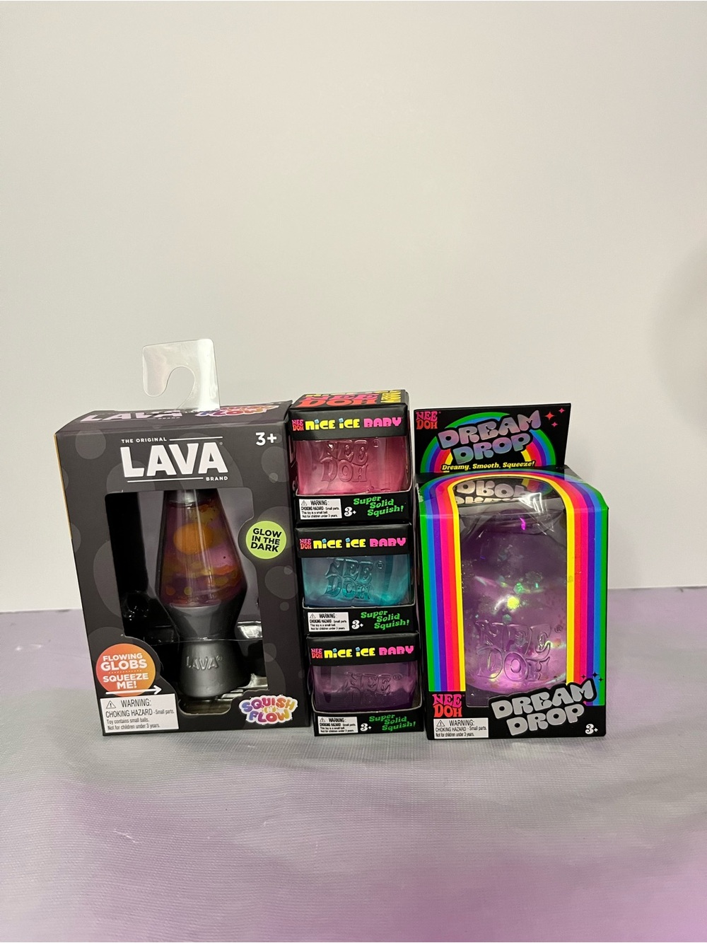 Authentic NeeDoh Bundle- Nice Ice Babys, Dream Drop, Schylling Lava Lamp Squishy